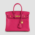 Hermès Birkin 25 Chèvre Rose Pourpre Gold — Hauptansicht Vorderseite | Luren Authentisch
