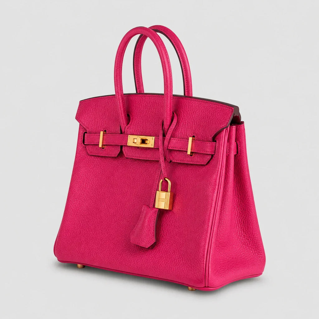 Hermès Birkin 25 Chèvre Rose Pourpre Gold — Seitenansicht | Luren Authentisch