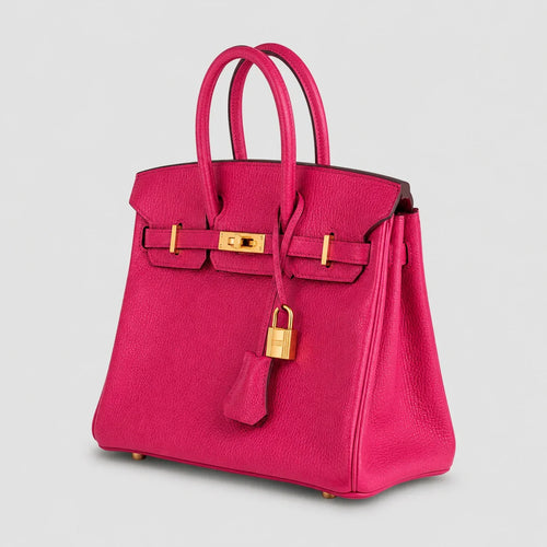 Hermès Birkin 25 Chèvre Rose Pourpre Gold — Seitenansicht | Luren Authentisch