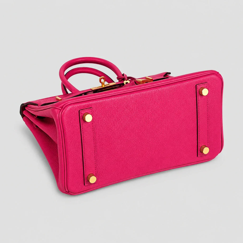 Hermès Birkin 25 Chèvre Rose Pourpre Gold — Beschläge Detailansicht | Luren Authentisch