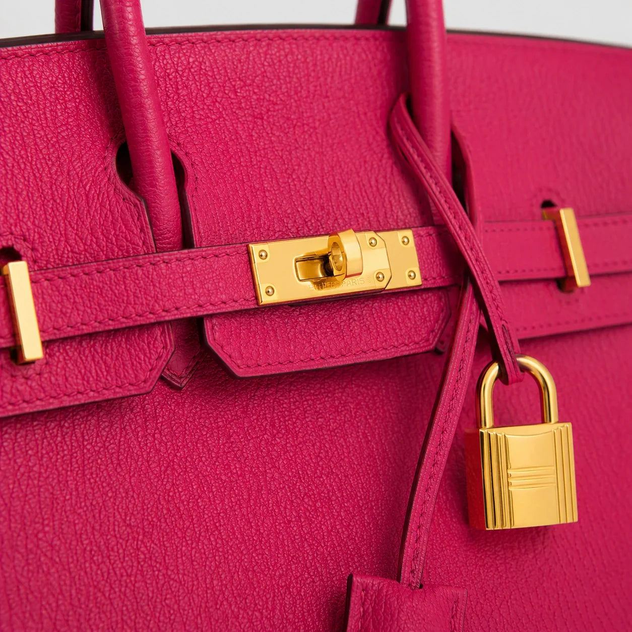 Hermès Birkin 25 Chèvre Rose Pourpre Gold — Henkel und Trageriemen | Luren Authentisch