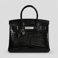 Hermès Birkin 30 Croco Porosus Noir Palladium — Hauptansicht Vorderseite | Luren Authentisch