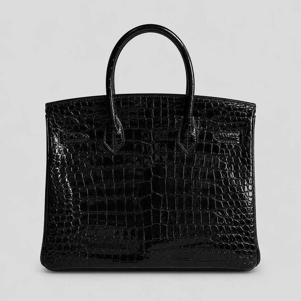 Hermès Birkin 30 Croco Porosus Noir Palladium — Rückansicht | Luren Authentisch