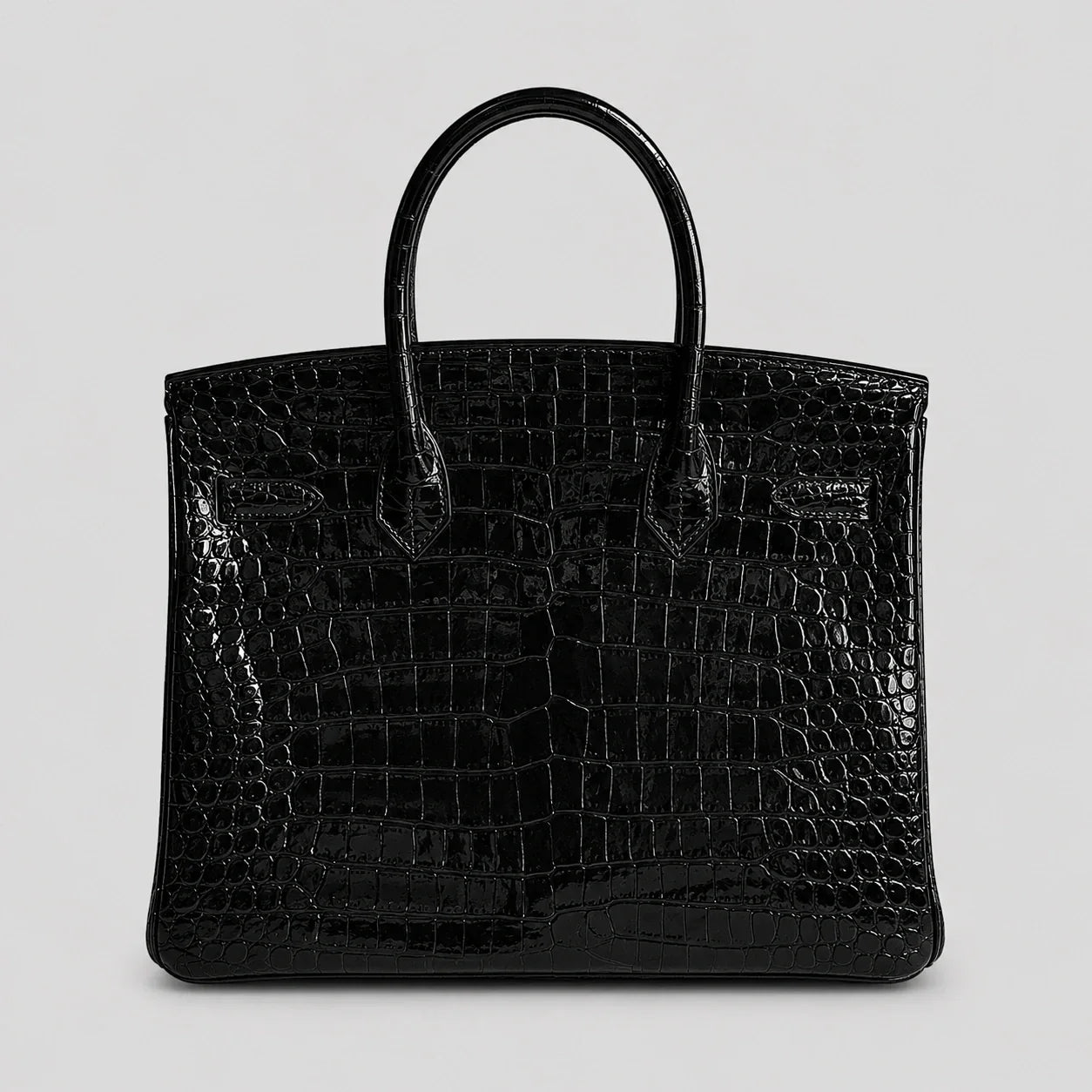Hermès Birkin 30 Croco Porosus Noir Palladium — Rückansicht | Luren Authentisch