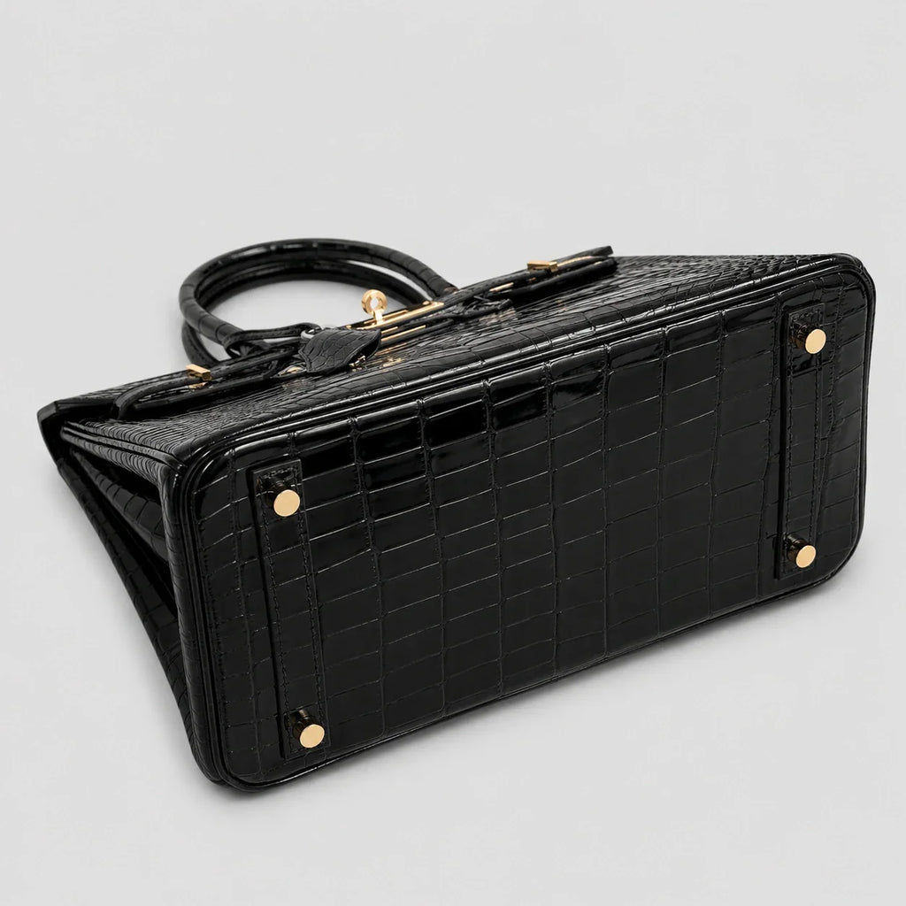 Hermès Birkin 30 Croco Porosus Noir Palladium — Beschläge Detailansicht | Luren Authentisch