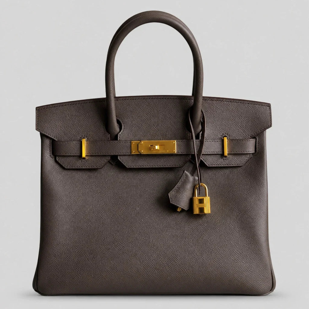 Hermès Birkin 30 Epsom Gris Gold — Hauptansicht Vorderseite | Luren Authentisch