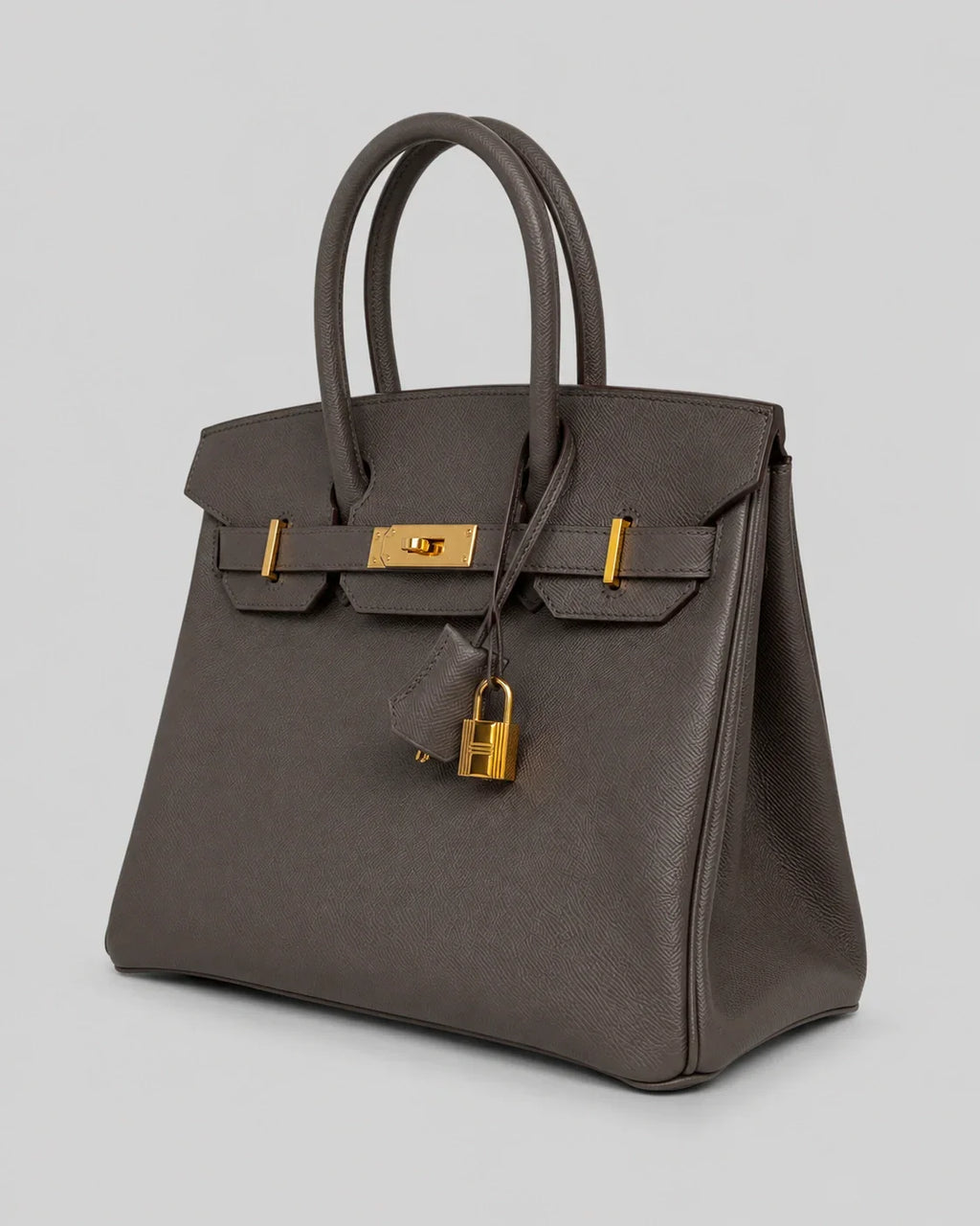 Hermès Birkin 30 Epsom Gris Gold — Seitenansicht | Luren Authentisch