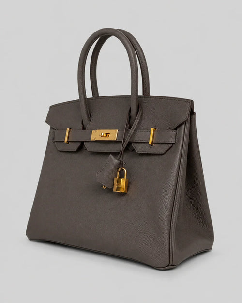 Hermès Birkin 30 Epsom Gris Gold — Seitenansicht | Luren Authentisch