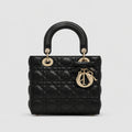 Lady Dior Cannage Lammleder Schwarz — Hauptansicht Vorderseite | Luren Authentisch