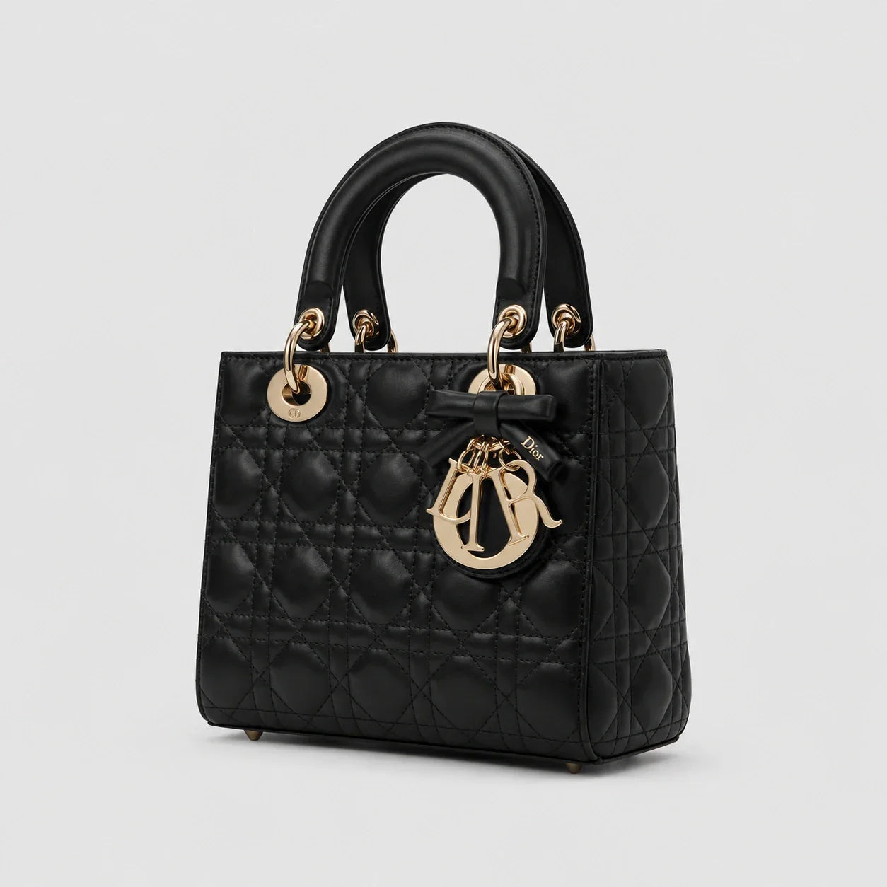 Lady Dior Cannage Lammleder Schwarz — Seitenansicht | Luren Authentisch