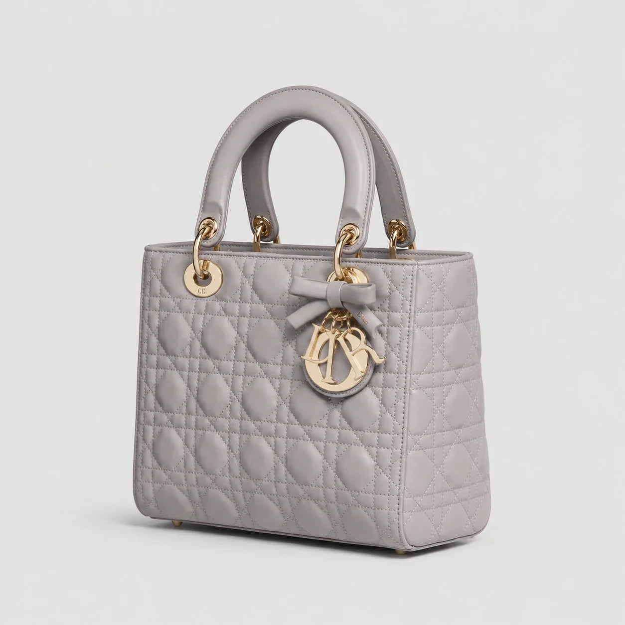 Lady Dior Cannage Lammleder Trianon Grau — Seitenansicht | Luren Authentisch
