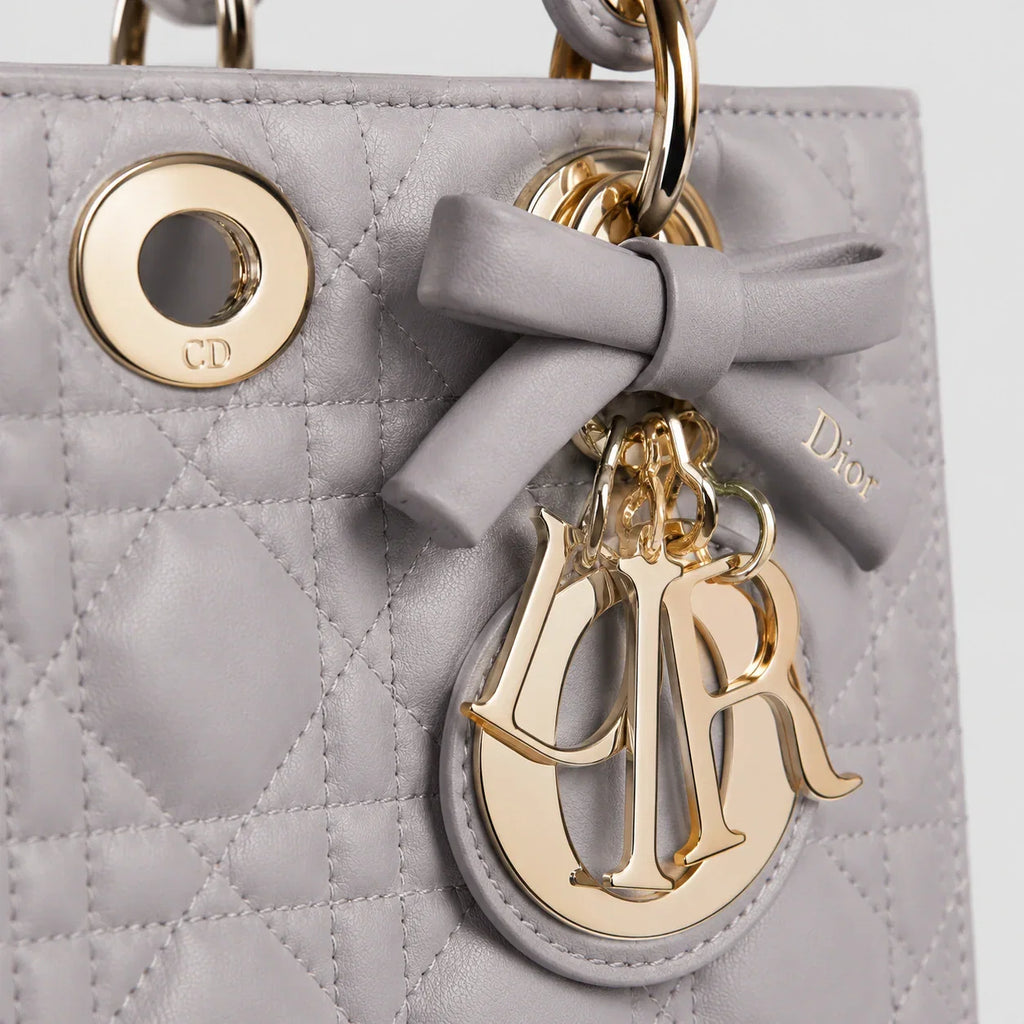 Lady Dior Cannage Lammleder Trianon Grau — Henkel und Trageriemen | Luren Authentisch