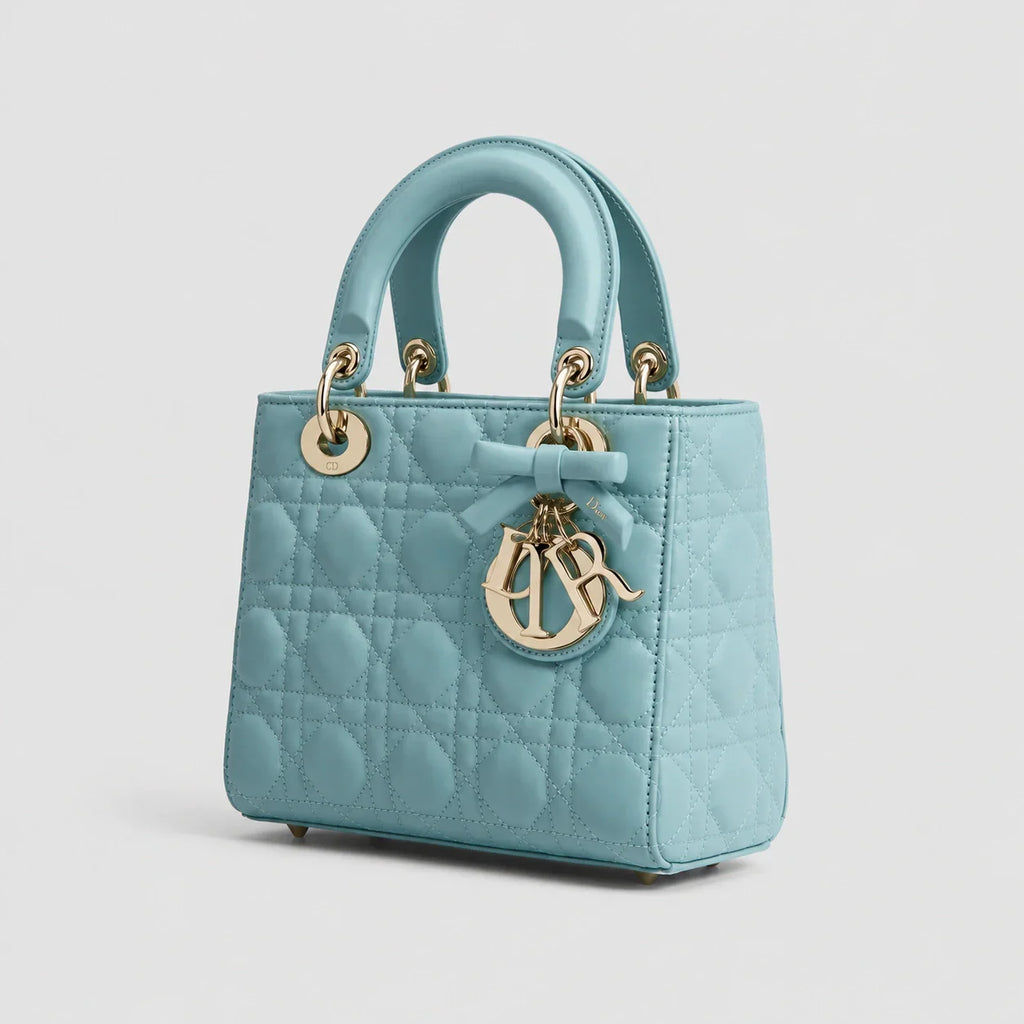 Lady Dior Cannage Lammleder Turmalinblau — Seitenansicht | Luren Authentisch