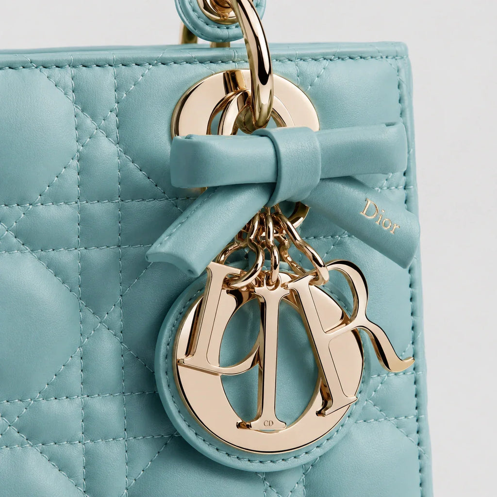 Lady Dior Cannage Lammleder Turmalinblau — Henkel und Trageriemen | Luren Authentisch