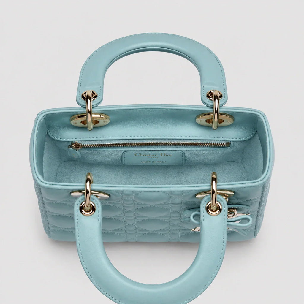Lady Dior Cannage Lammleder Turmalinblau — Größenvergleich | Luren Authentisch
