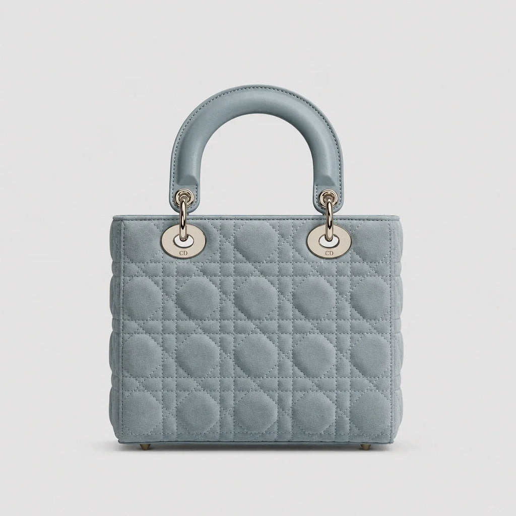 Lady Dior Cannage Veloursleder Himmelblau — Rückansicht | Luren Authentisch