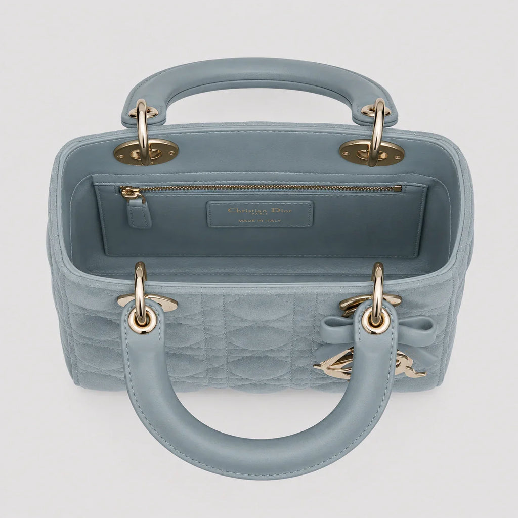Lady Dior Cannage Veloursleder Himmelblau — Größenvergleich | Luren Authentisch