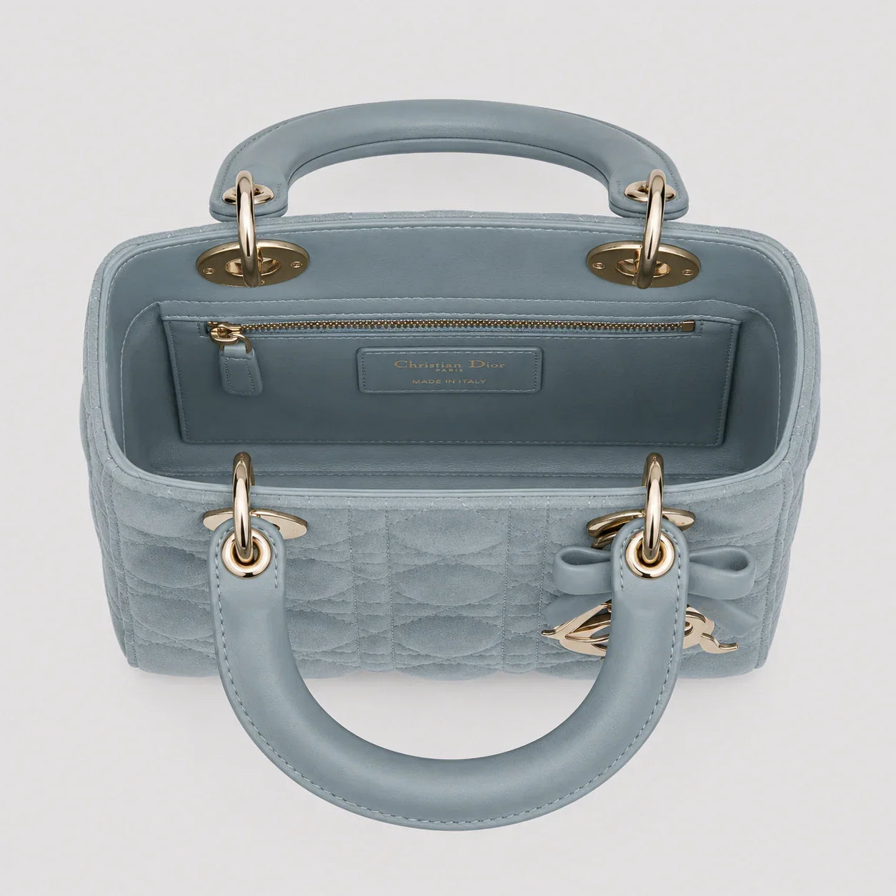 Lady Dior Cannage Veloursleder Himmelblau — Größenvergleich | Luren Authentisch
