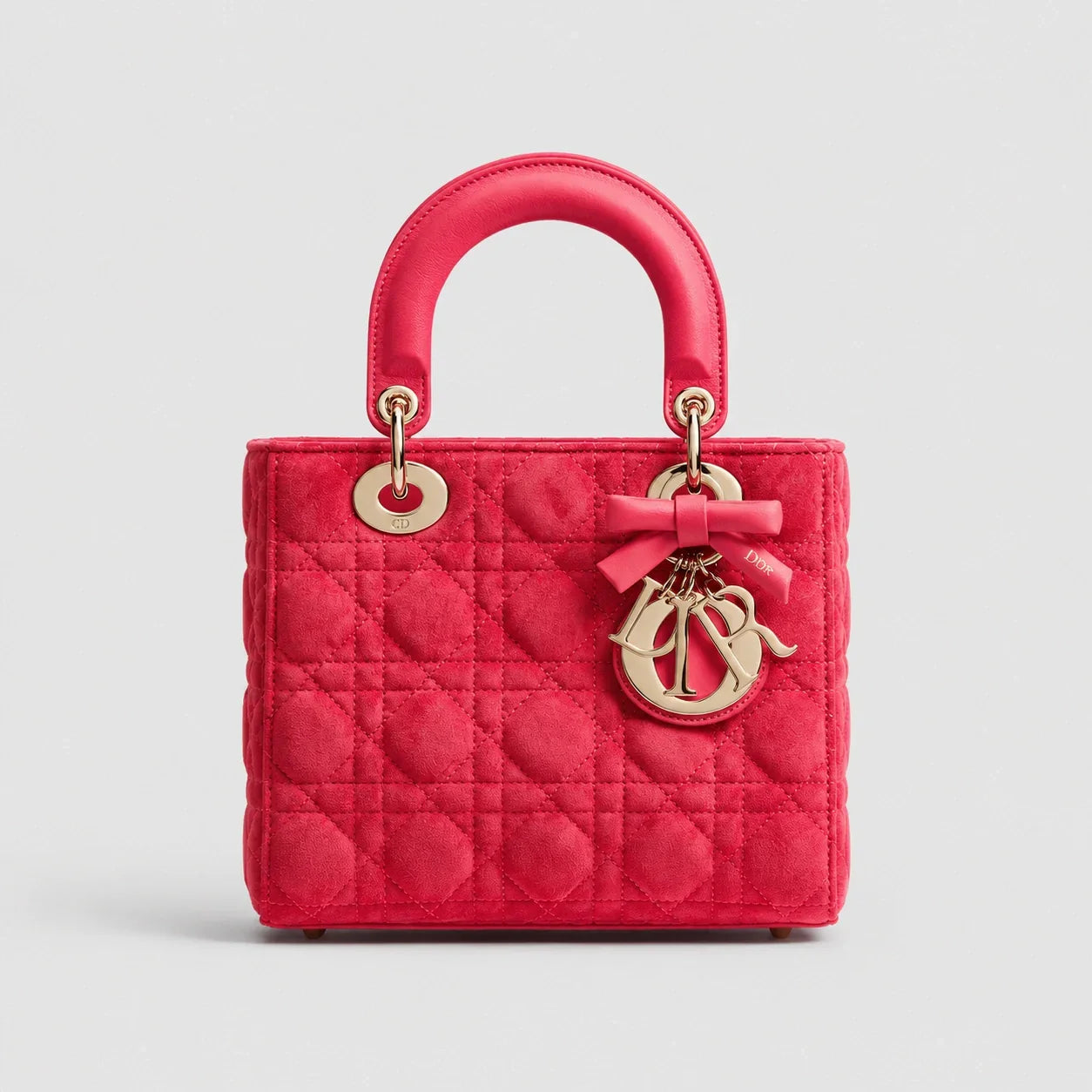 Lady Dior Cannage Veloursleder Rose Peony — Hauptansicht Vorderseite | Luren Authentisch