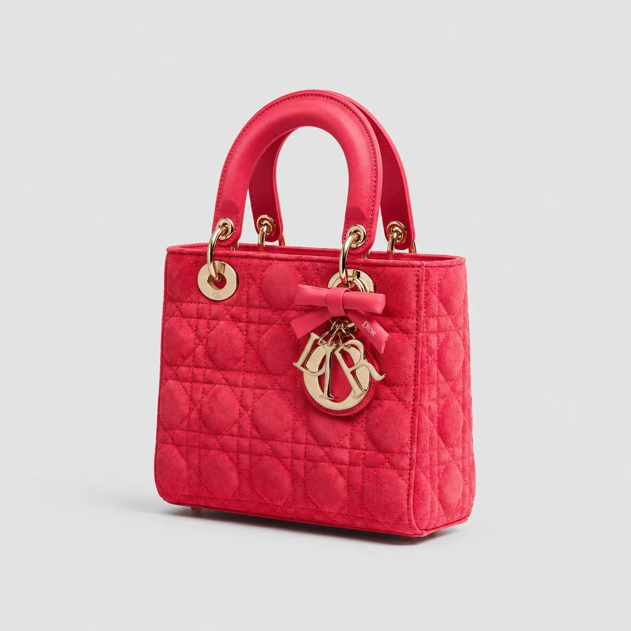 Lady Dior Cannage Veloursleder Rose Peony — Seitenansicht | Luren Authentisch