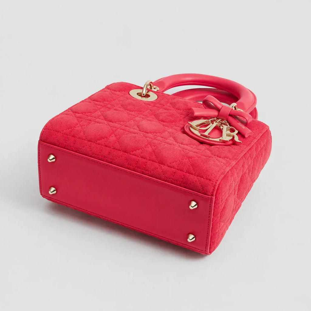 Lady Dior Cannage Veloursleder Rose Peony — Beschläge Detailansicht | Luren Authentisch