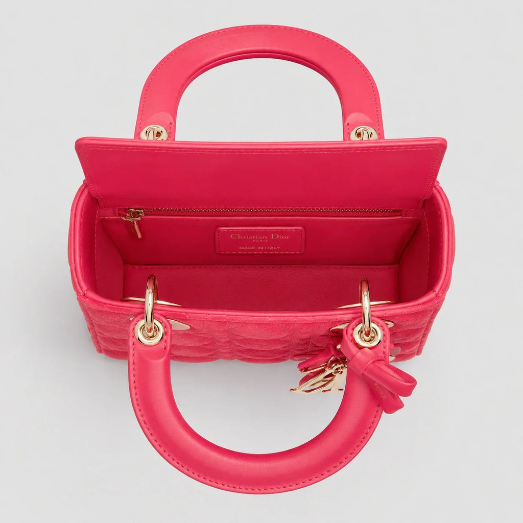 Lady Dior Cannage Veloursleder Rose Peony — Größenvergleich | Luren Authentisch